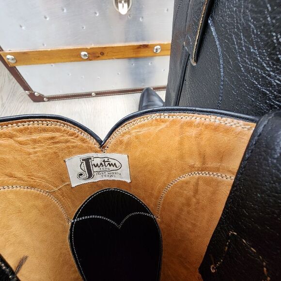 Justin Cowboy Western Leather Boots size 8.5 - Picture 7 of 11